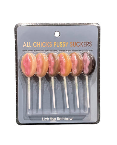 All Chicks Pussy Suckers - Asst. Colors/Flavors Pack of 6