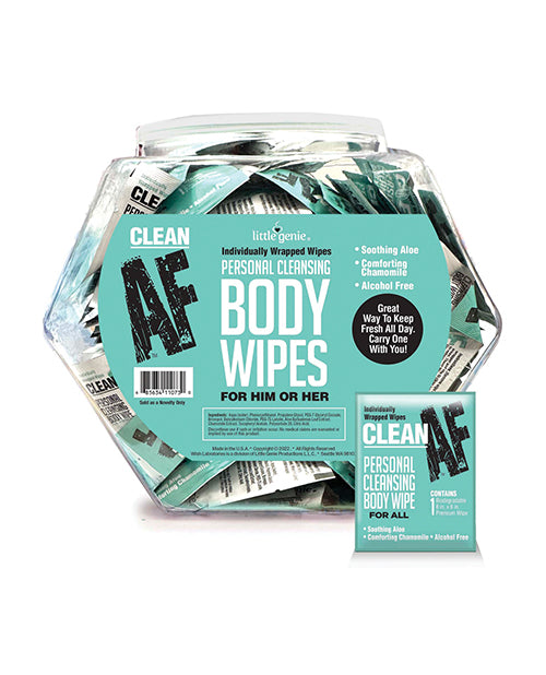Clean AF Personal Cleansing Body Wipes Fishbowl - Display of 65