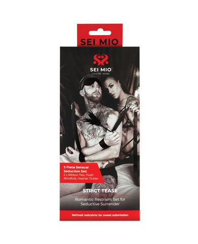 Sei Mio Strict Tease Ribbon Ties, Blindfold & Tickler Kit
