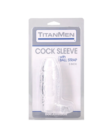 TitanMen 5" Cock Sleeve w/Ball Strap - Clear