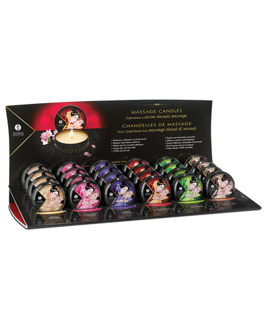 Shunga Mini Candlelight Massage Candle Display No Green Tea - Asst. Flavors Display of 20
