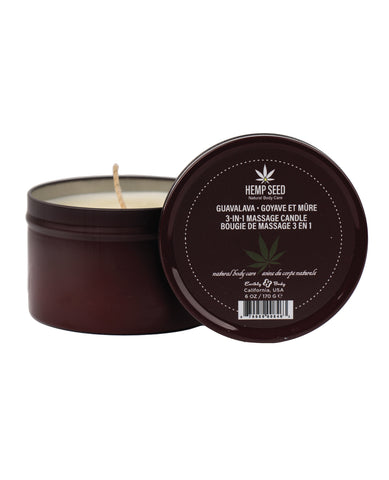 Earthly Body Suntouched Hemp Candle - 6 oz Round Tin Guavalava