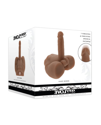 NO ETA Evolved Easy Rider Thrusting & Vibrating Life-Like Dildo - Dark