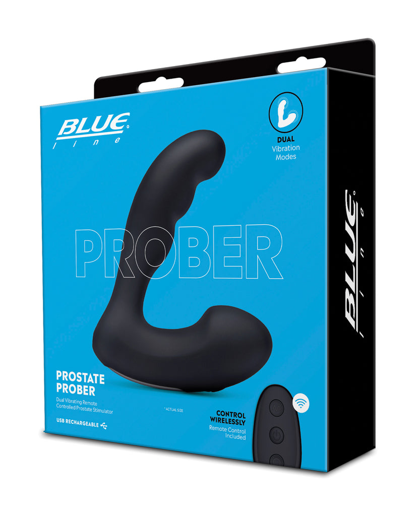 Blue Line Vibrating Prostate Prober w/Remote - Black