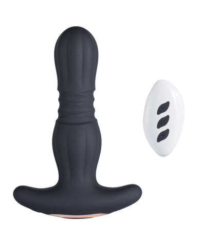 Agas Thrusting Butt Plug w/Remote Control - Black