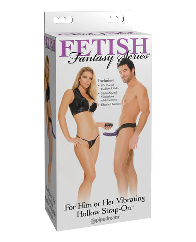 Fetish Fantasy Series for Him or Her Vibrating Hollow Strap-On - Purple