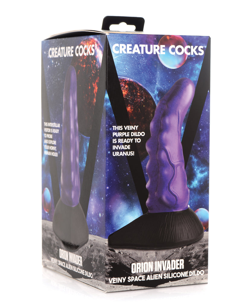 Creature Cocks Orion Invader Veiny Space Alien Silicone Dildo - Purple/Black