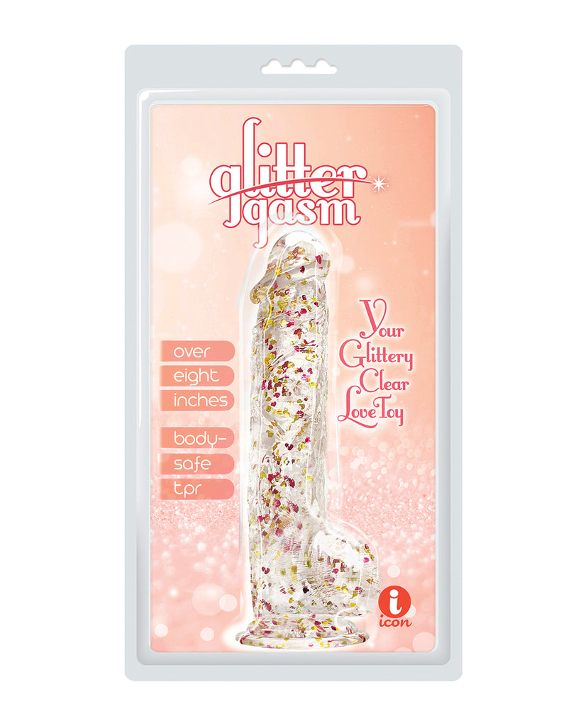 Glittergasm 8.5" Ballsy Dildo - Red/Gold/Orange