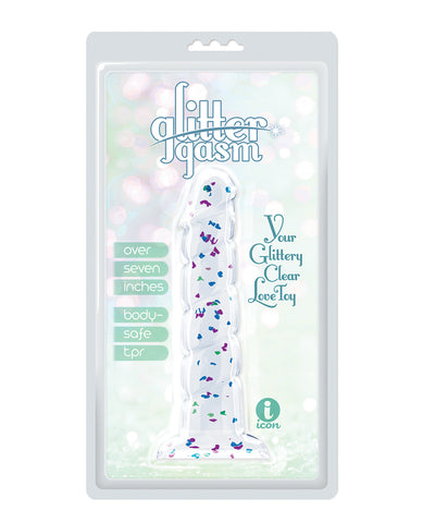 Glittergasm 7.5" Swirls Dildo - Blue/Purple/Violet