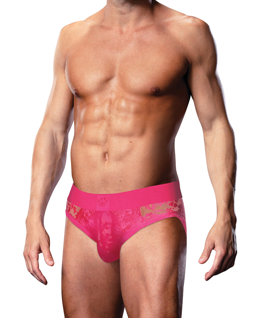 Prowler Lace Open Back Brief - Pink XL