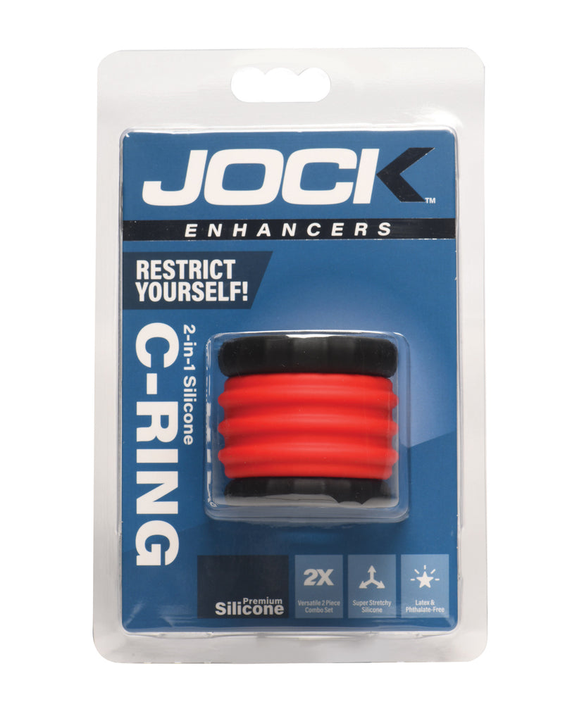 Curve Toys Jock 2-in-1 Silicone Cock Ring - Red