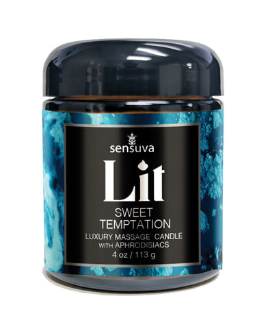 Sensuva Lit Sweet Temptation Luxury Massage Candle - 4 oz Vanilla, Sugar & Sweet Pea
