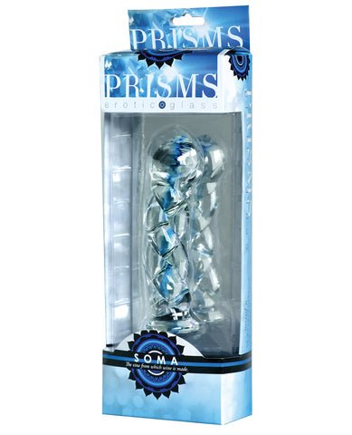 Prisms Erotic Glass Soma Twisted Dildo - Clear/Blue