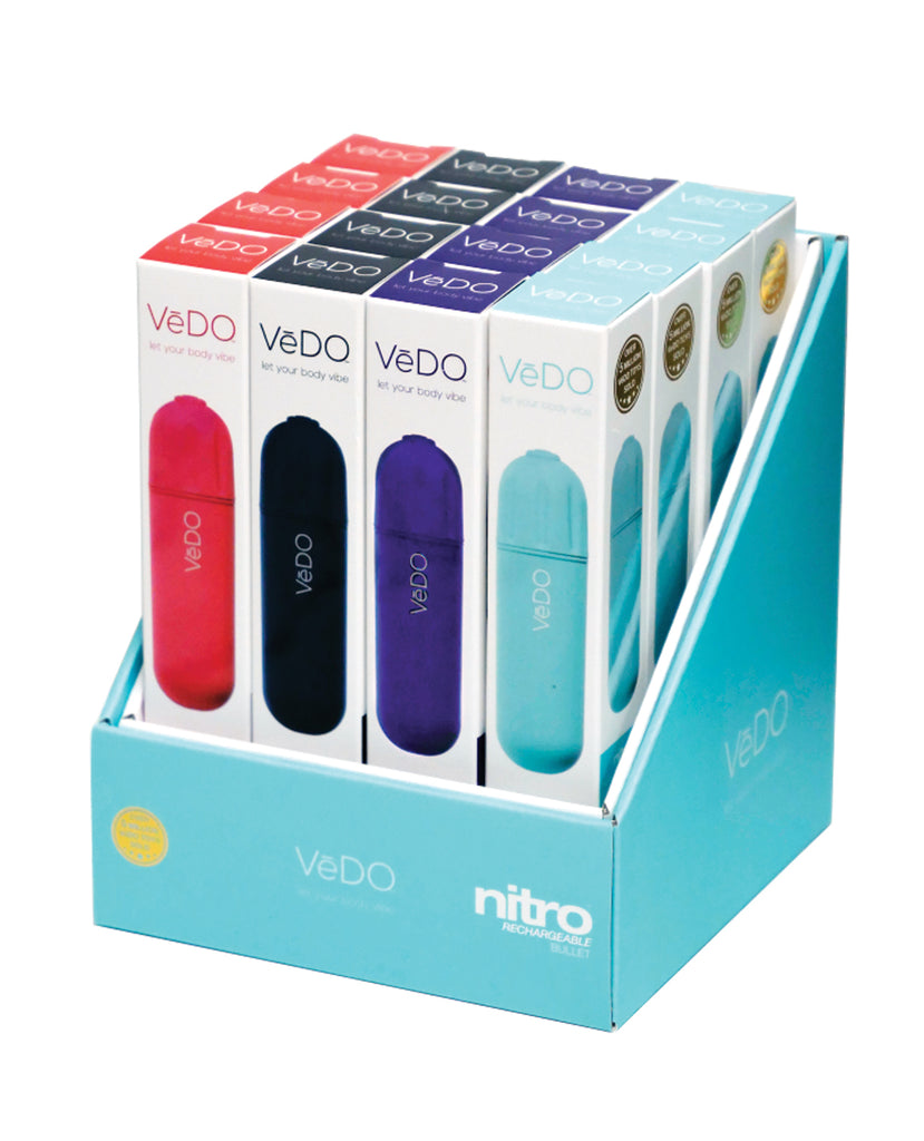 VeDO Nitro Rechargeable Bullet Vibe - Assorted 16 pc Display