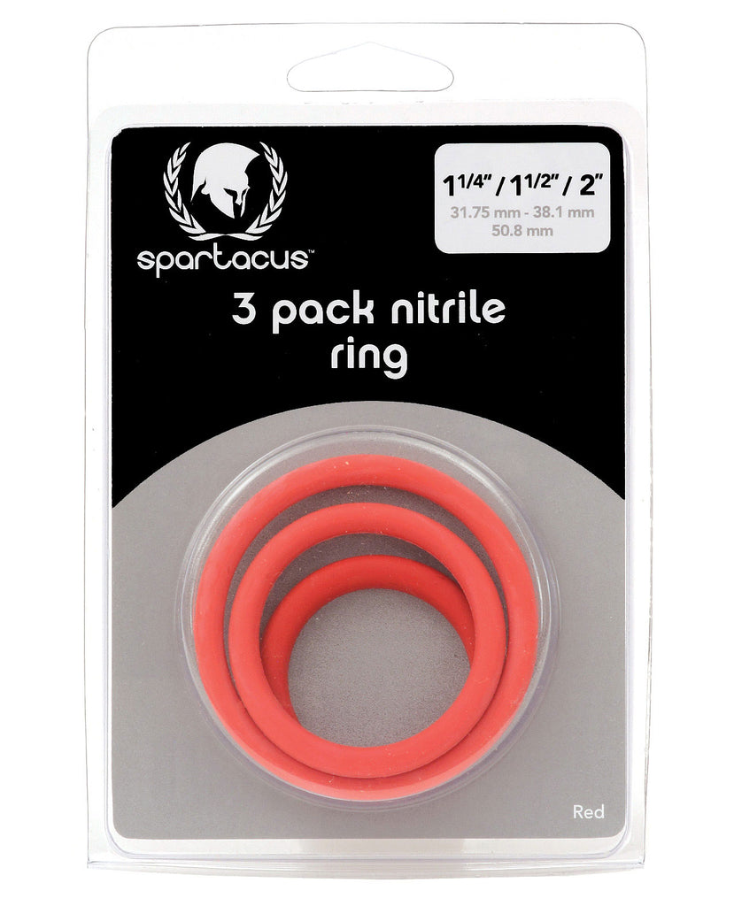 Spartacus Nitrile Cock Ring Set - Red Pack of 3