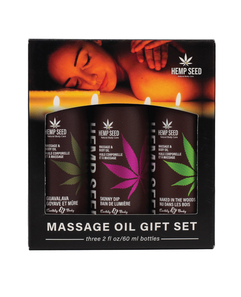 Earthly Body Massage Oil Gift Set - 2 oz Skinny Dip, Naked in the Woods & Guavalava