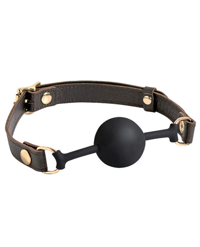 Spartacus Silicone Ball Gag - Brown Leather Strap 43 mm Ball