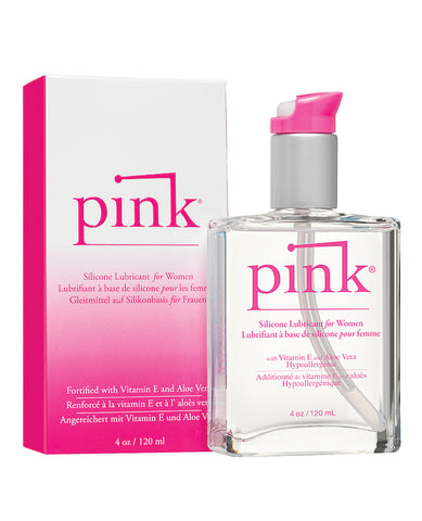 Pink Silicone Lube - 4 oz Glass Bottle