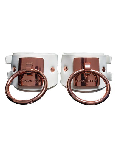 Pleasure Collection Adjustable Handcuffs - White/Rose Gold