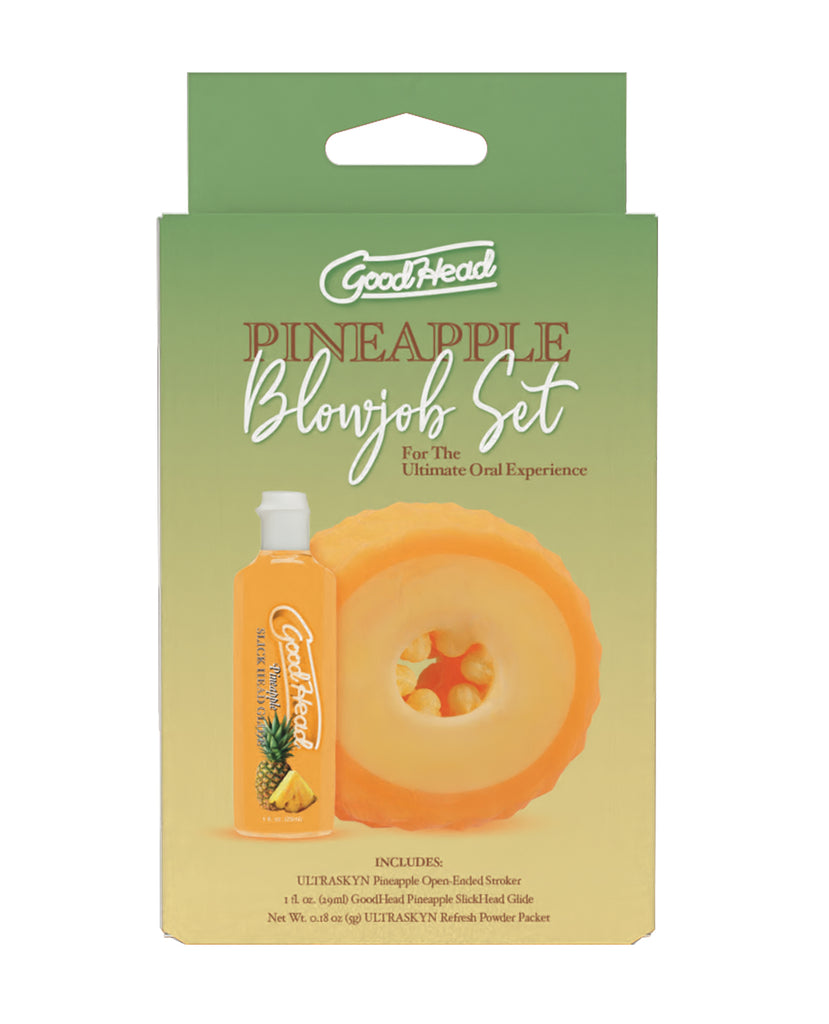 GoodHead Pineapple Blowjob Set Includes Stroker & Slick Head Glide - 1 oz Bottle Pineapple