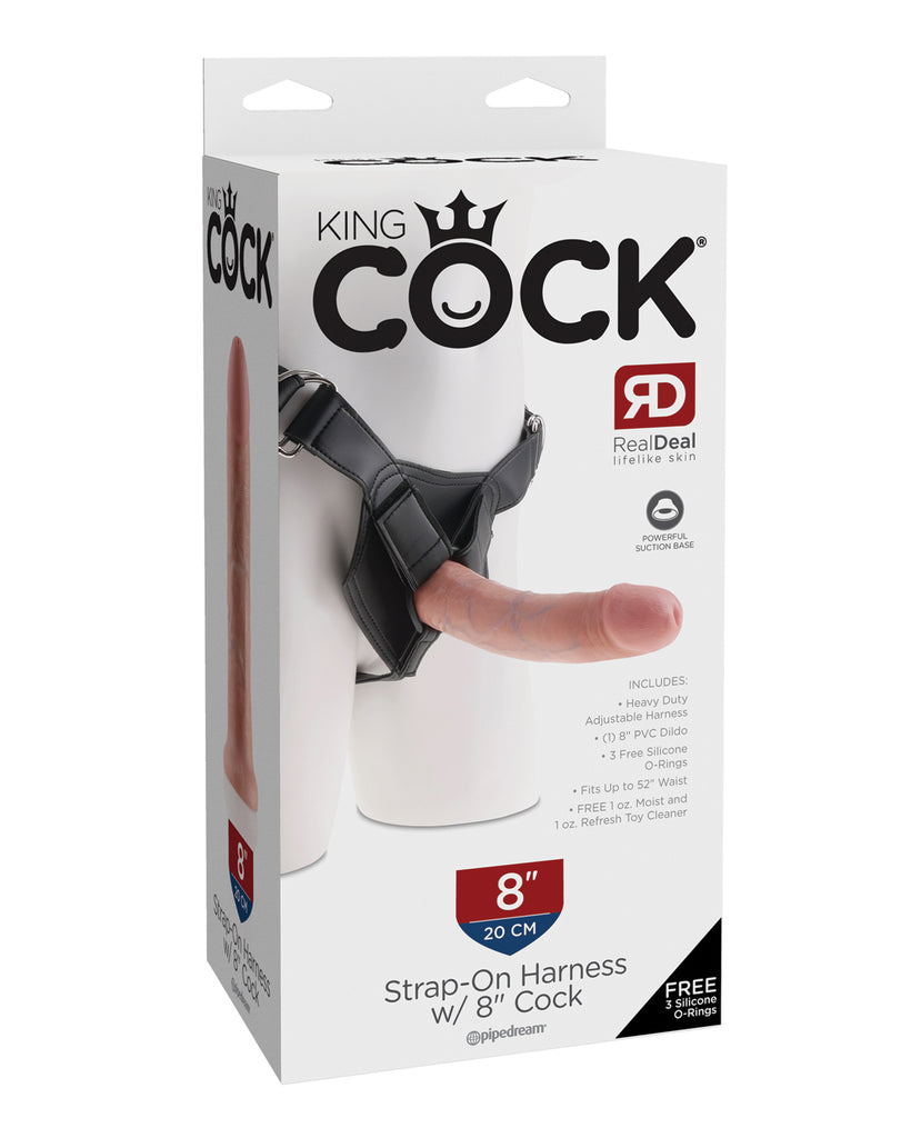 King Cock Strap-On Harness w/8" Cock - Flesh