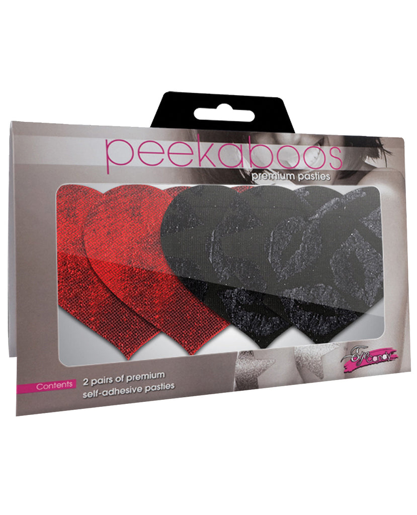 Stolen Kisses Hearts - Red & Black Pack of 2