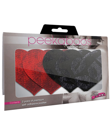 Stolen Kisses Hearts - Red & Black Pack of 2