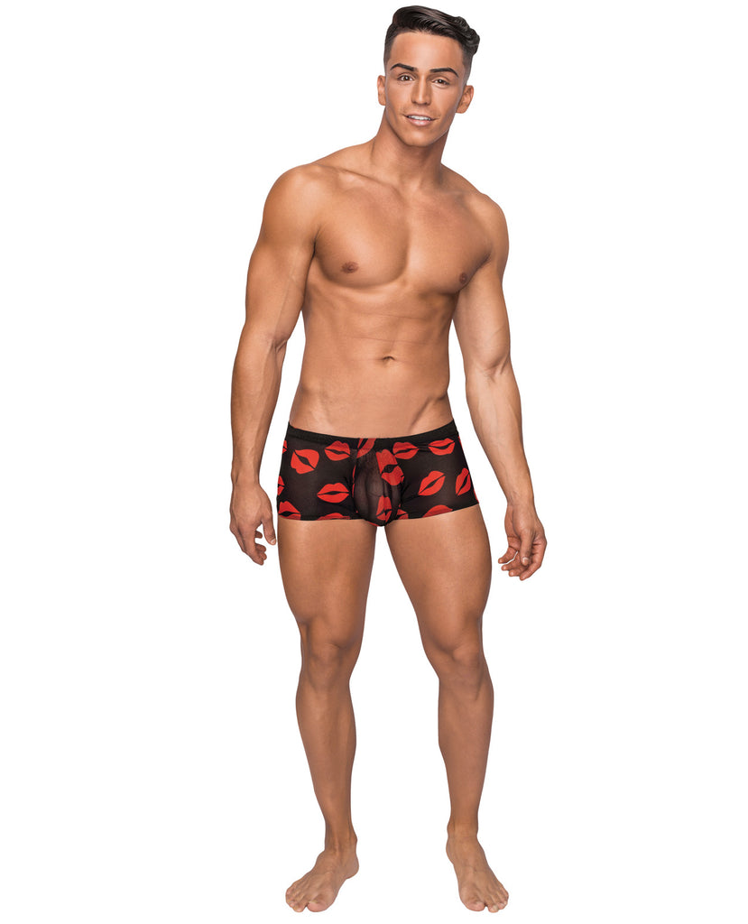 Kiss Me Stretch Mesh Mini Short Blk/Rd XL