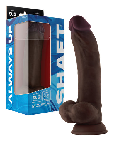 Shaft Model C Flexskin Liquid Silicone 9.5" Curved Dong w/Balls - Mahogany