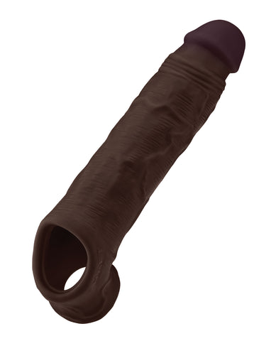 Shaft Flexskin Liquid Silicone 8.8" Vibrating Sheath - Mahogany