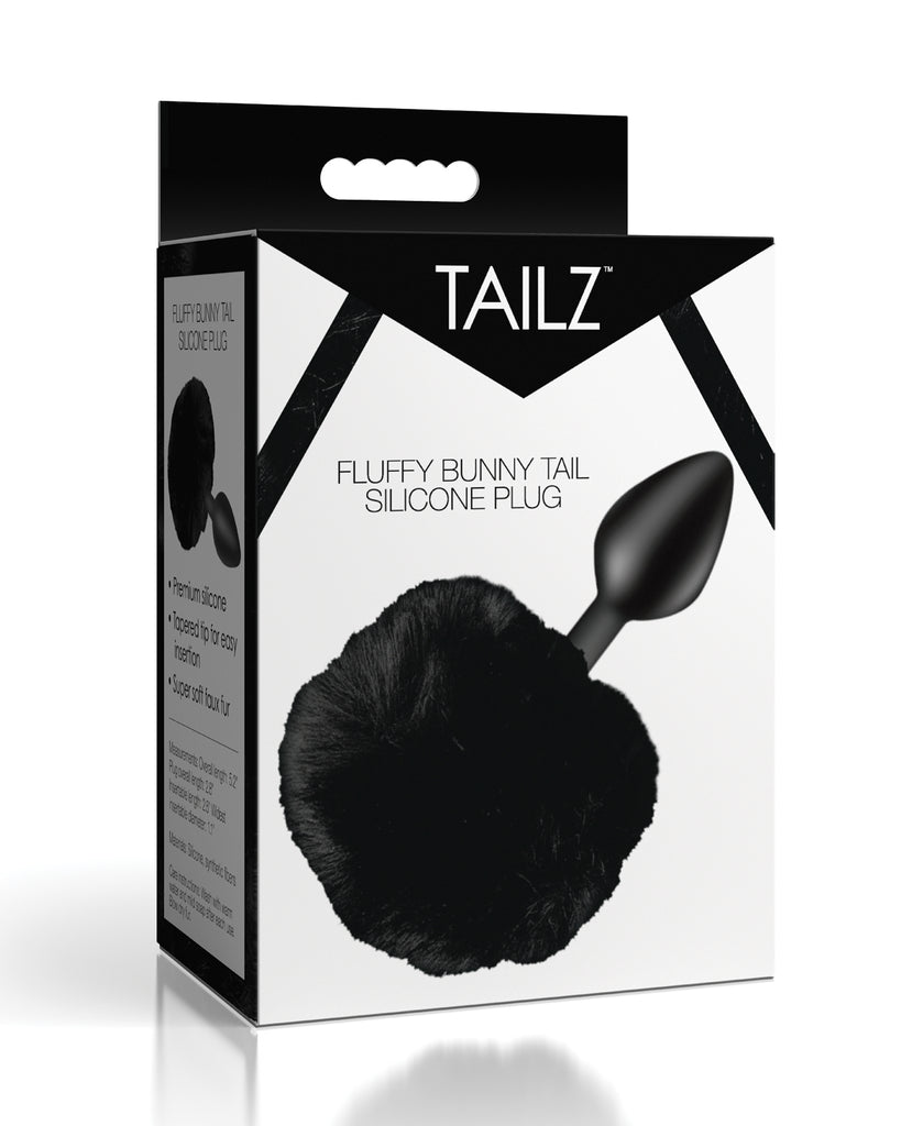 Tailz Fluffy Bunny Tail Silicone Plug - Black