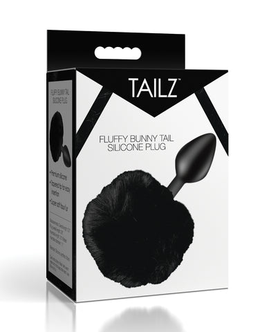 Tailz Fluffy Bunny Tail Silicone Plug - Black