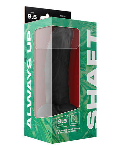 Shaft Model N Flexskin Liquid Silicone 9.5" Side Curve Dong w/Balls - Black