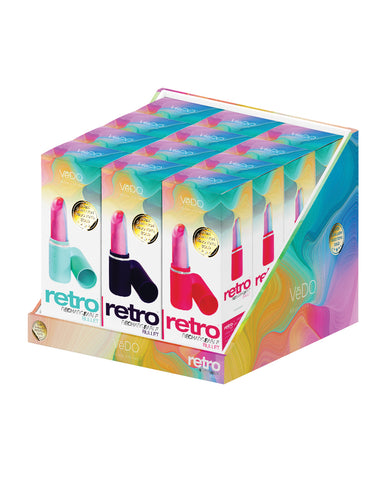 VeDO Retro Rechargeable Bullet Lip Stick Vibe Display - Display of 12