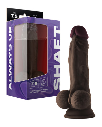 Shaft Model A Flexskin Liquid Silicone 7.5" Dong w/Balls - Mahogany