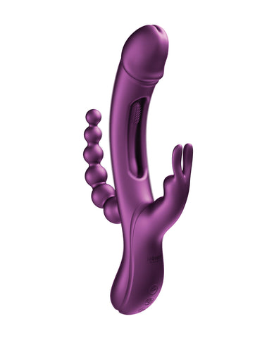 Trilux Kinky Finger Rabbit Vibrator w/Anal Beads - Purple