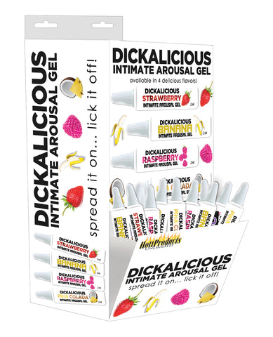 Dickalicious Intimate Arousal 2 ml Tubes Wall Mount - Asst. Flavors Display of 144