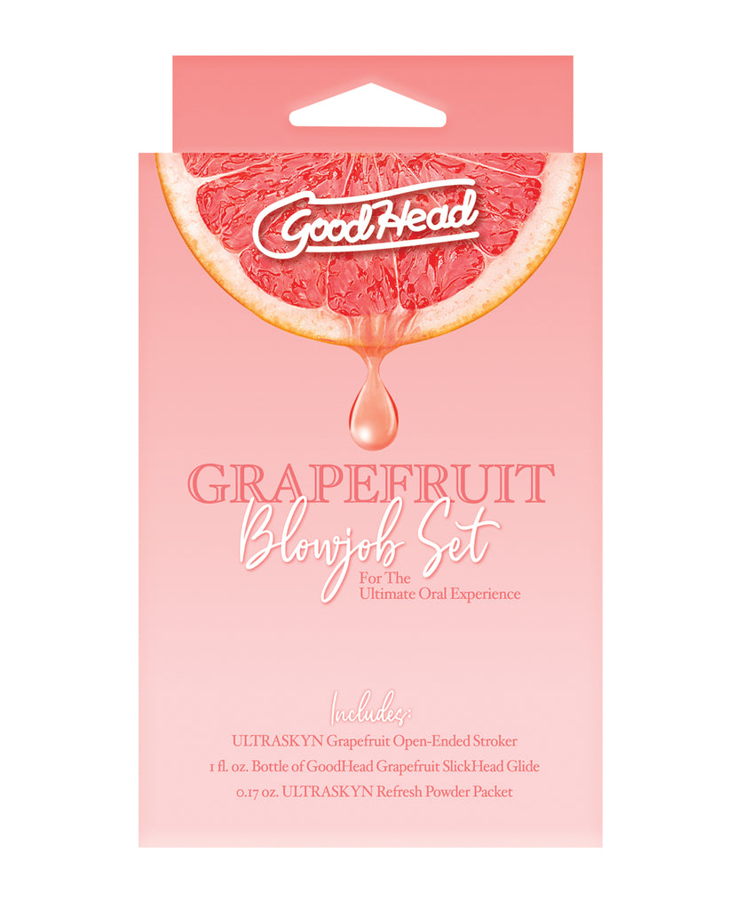 GoodHead Grapefruit Blowjob Set Includes Stroker & Slick Head Glide - 1 oz Bottle Grapefruit