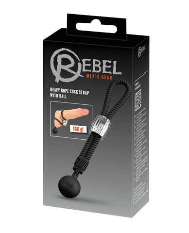 Rebel Heavy Rope Cock Lasso w/Ball - Black