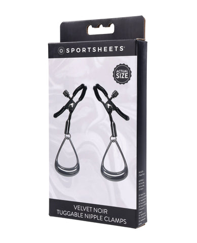 Sportsheets Velvet Noir Tuggable Nipple Clamps - Black