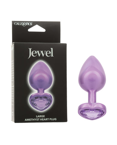 Jewel Amethyst Heart Butt Plug - Large, Purple