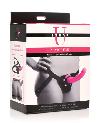 Strap U Navigator Silicone G Spot Dildo w/Harness