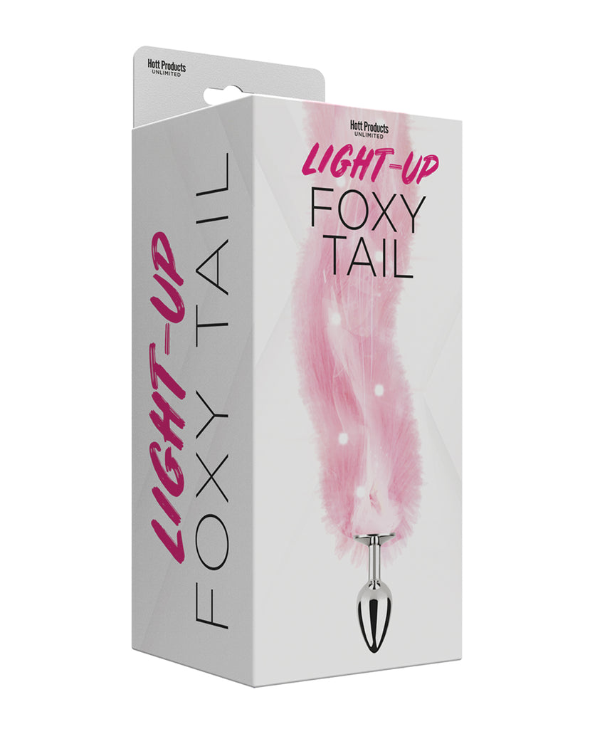Foxy Tail Light Up Faux Fur Butt Plug - Pink