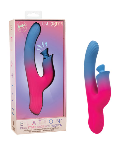 Elation Dual Stimulator w/Suction - Blue/Pink