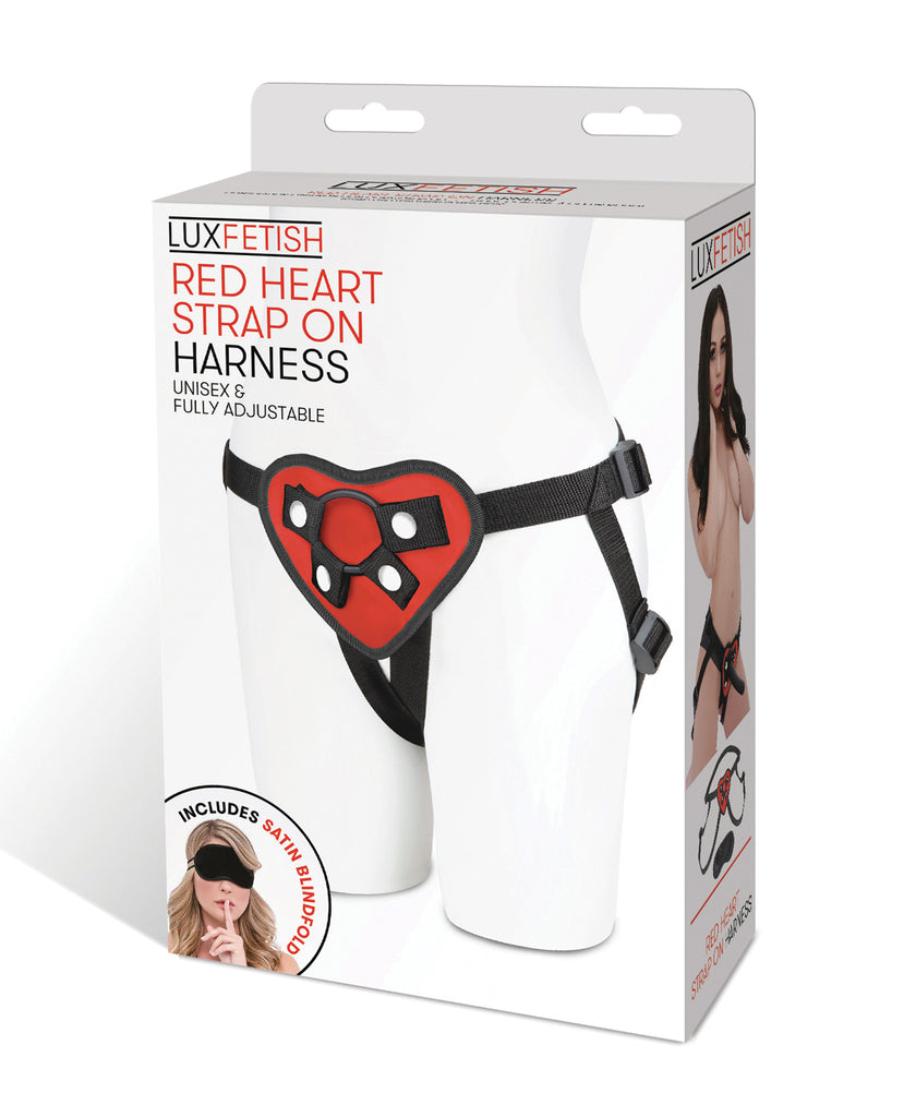 Lux Fetish Red Heart Strap On Harness Set