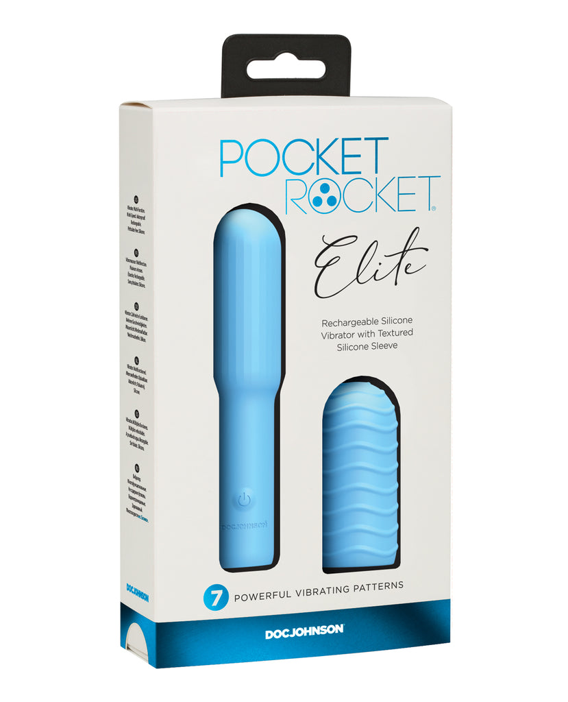 Pocket Rocket Elite Rechargeable w/Removable Sleeve - Sky Blue
