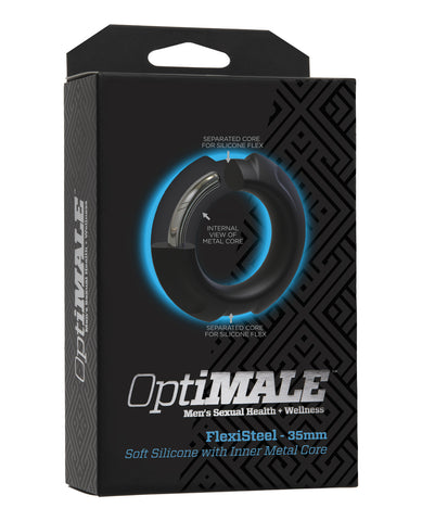OptiMale FlexiSteel Cock Ring - 35 mm Black