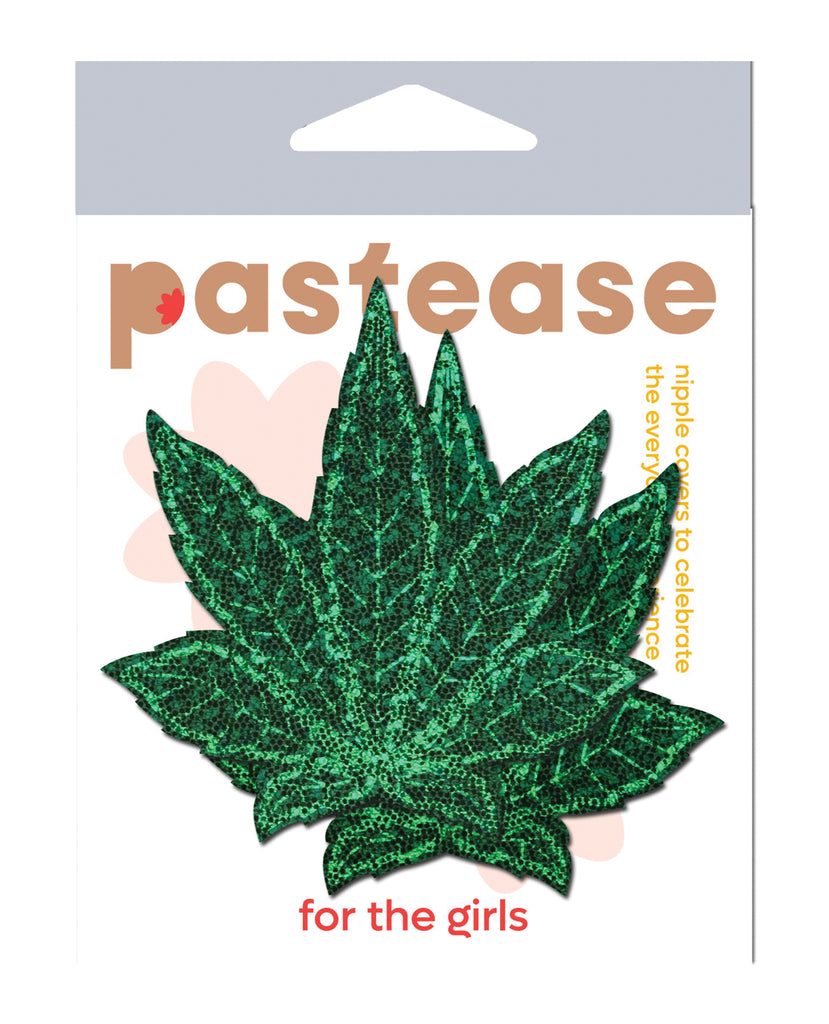 Pastease Glitter Marijuana Leafs - Green O/S