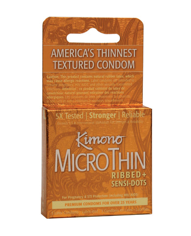 Kimono Textured Ribbed+Sensi Dots Condoms - Box of 3