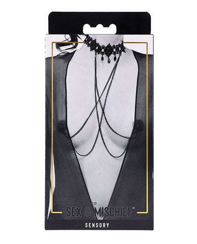 Sex & Mischief Lace Collar with Nipple Ties